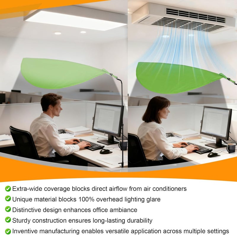 P Polerden Green office cubicle desk shade，Portable Office cubicle Shade to Block Overhead Light，Adjustable Desk Shade for Cubicle to Block Light & Reduce Glare - Image 4